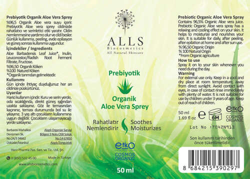 Alls Biocosmetics Organik Prebiyotik Aloe Vera Sprey 50 ml - 4