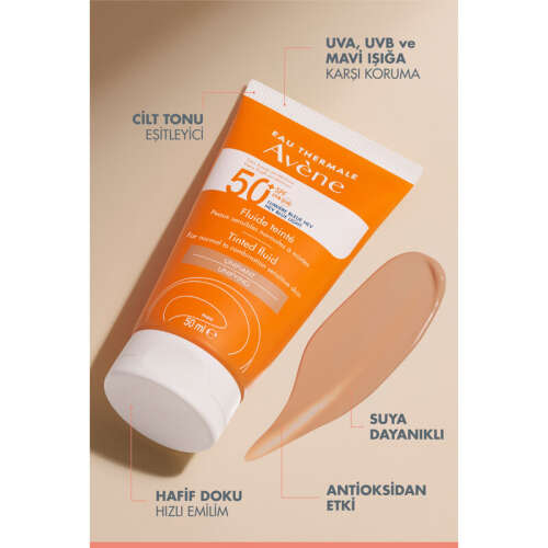 Avene Solaire SPF 50+ Tinted Fluid 50 ml (Normal ve Karma Ciltler) - 5