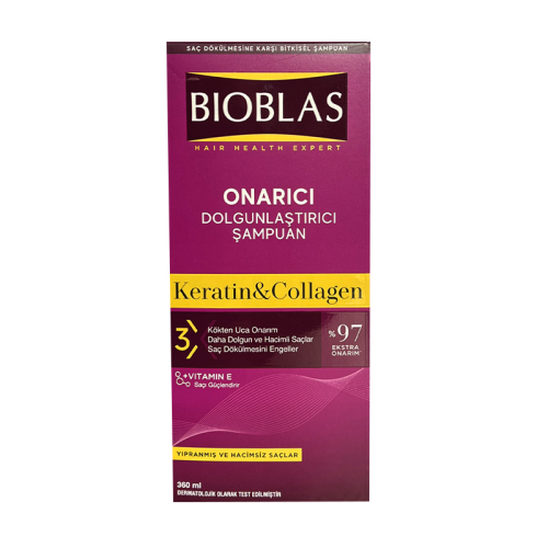 Bioblas Kolajen ve Keratin Dolgunlaştırıcı ve Onarıcı Şampuan 360 ml - 1