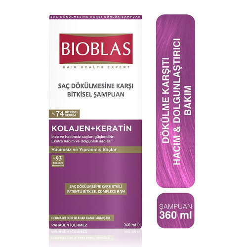 Bioblas Saç Dökülmesine Karşı Şampuan Collagen + Keratin 360 ml - 2