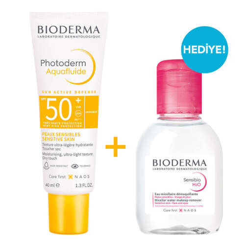 Bioderma Photoderm Aquafluid SPF50+ 40 ml Sensibio H20 100 ml HEDİYE - 2