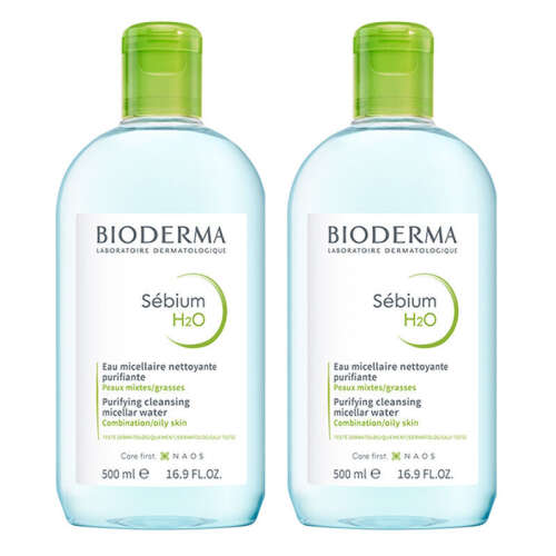 Bioderma Sebium H2O Yüz ve Makyaj Temizleme Suyu 2 x 500 ml - 1