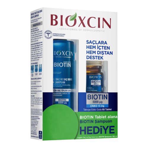 Bioxcin Biotin 5000 mg Çinko 15 mg ALANA Biotin Şampuan 300 ml HEDİYE - 1