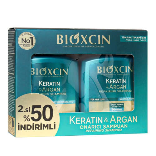 Bioxcin Keratin ve Argan Onarıcı Şampuan 2x300 ml - 1