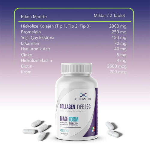 Colastin Maxi Form Kolajen 60 Tablet - 4