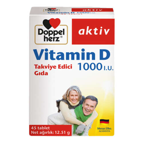 Doppel Herz Vitamin D 1000 I.U. Takviye Edici Gıda 45 Tablet - 1