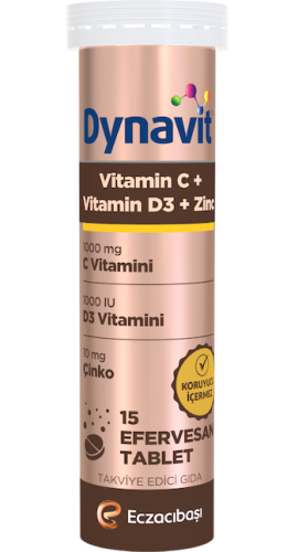 Dynavit Vitamin C + Vitamin D3 + Çinko 15 Efervesan Tablet - 1