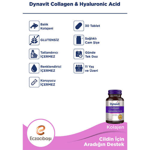 Eczacıbaşı Dynavit Collagen+Hyaluronik Acid 30 Tablet - 4