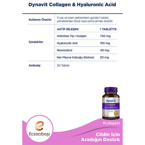 Eczacıbaşı Dynavit Collagen+Hyaluronik Acid 30 Tablet - 3