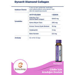 Eczacıbaşı Dynavit Diamond Collagen Sıvı Takviye Edici Gıda 10 x 50 ml - 3