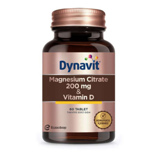 Eczacıbaşı Dynavit Magnesium Citrate 200 mg- Vitamin D Takviye Edici Gıda 60 Tablet - 2