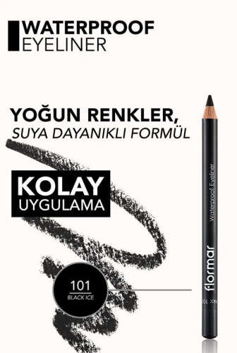 Flormar Yüksek Pigmentli Mat Bitişli Suya Dayanıklı Göz Kalemi 1.14 gr - Siyah - 3