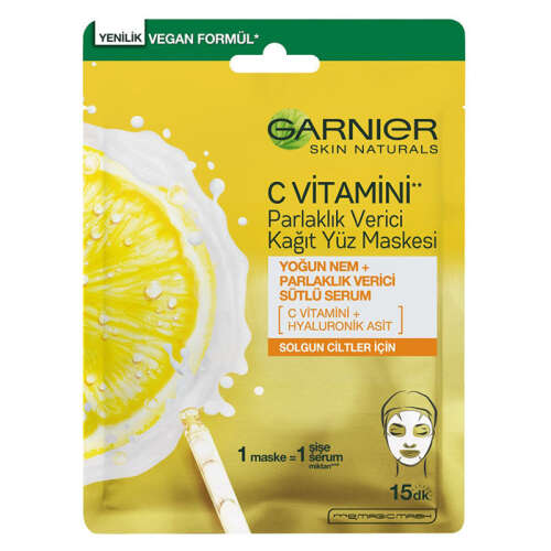 Garnier C Vitamini Parlaklık Verici Kağıt Yüz Maskesi 28 g - 1