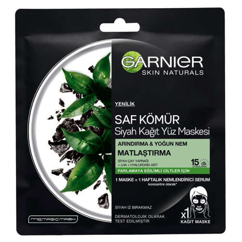 Garnier Saf Kömür Siyah Kağıt Yüz Maskesi Matlaştırma 28gr - 1