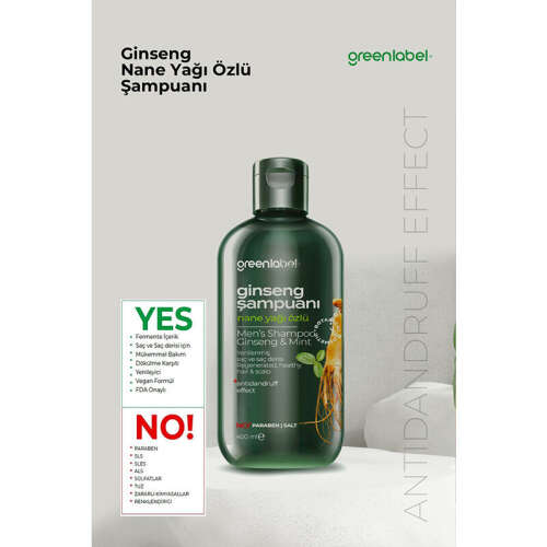 Greenlabel Ginseng ve Nane Yağı Erkek Şampuanı 400 ml - 2