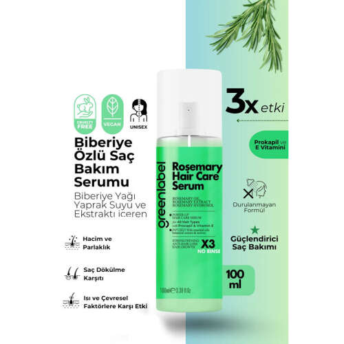 Greenlabel Rosemary Biberiye Özlü Saç Bakım Serumu 100 ml - 1