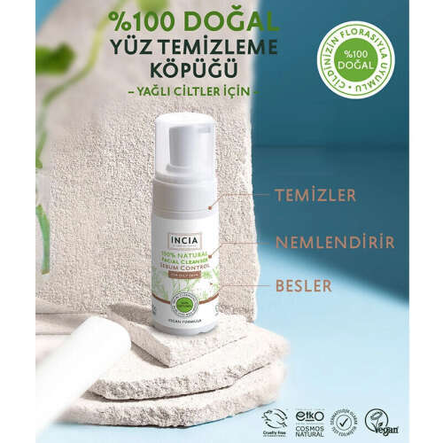 INCIA Yağlı Ciltler İçin Doğal Yüz Temizleyici 125 ml - 1