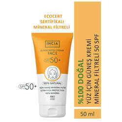 INCIA Yüz İçin %100 Doğal Güneş Kremi 50 SPF 50 ml