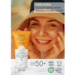 INCIA Yüz İçin %100 Doğal Güneş Kremi 50 SPF 50 ml