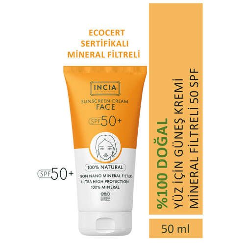 INCIA Yüz İçin %100 Doğal Güneş Kremi 50 SPF 50 ml - 2