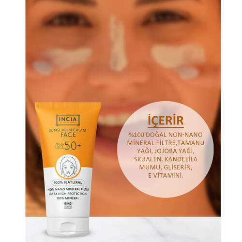 INCIA Yüz İçin %100 Doğal Güneş Kremi 50 SPF 50 ml - 6