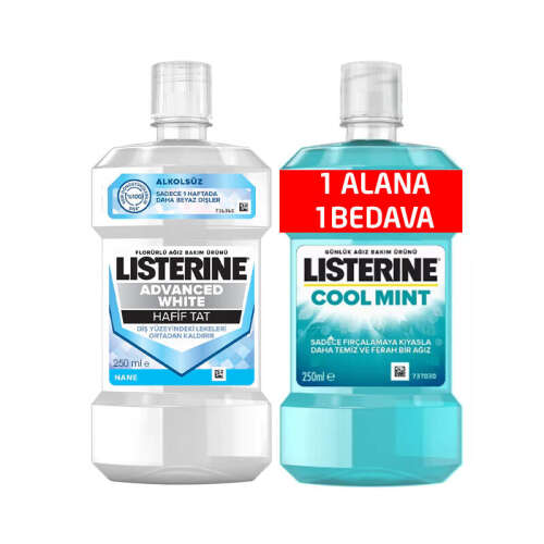 Listerine Advanced White 250 ml + Cool Mint 250 ml HEDİYE - 1