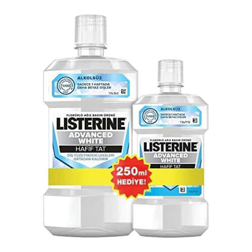 Listerine Advanced White Hafif Tat 500 ml + 250 ml HEDİYE - 1