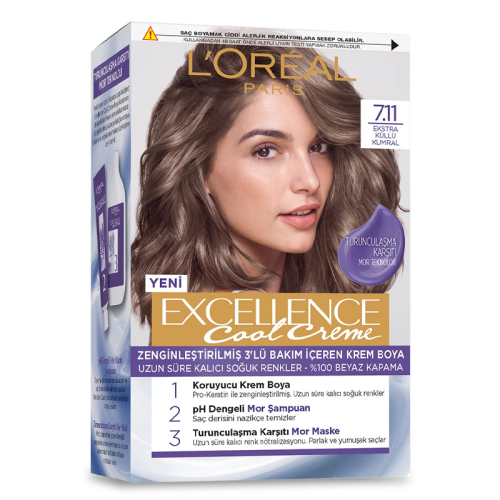 Loreal Paris Excellence Cool Creme 7.11 Ekstra Küllü Kumral Saç Boyası - 1