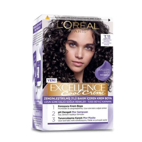 Loreal Paris Excellence Cool Creme Saç Boyası - 3.11 Ekstra Küllü Koyu Kahve - 1