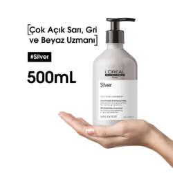 Loreal Professionnel Çok Açık Sarı, Gri ve Beyaz Saçlar için Renk Dengeleyici Mor Şampuan 500 ml - 2