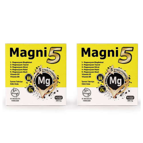 Magni5 Magnezyum Vitamin D3 B6 İçeren Takviye Edici Gıda 2 x 90 Kapsül - 1