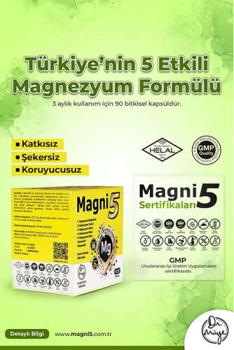 Magni5 Magnezyum Vitamin D3 B6 İçeren Takviye Edici Gıda 2 x 90 Kapsül - 5