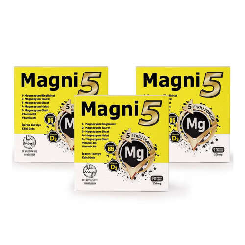 Magni5 Magnezyum Vitamin D3 B6 İçeren Takviye Edici Gıda 3x90 Kapsül - 1