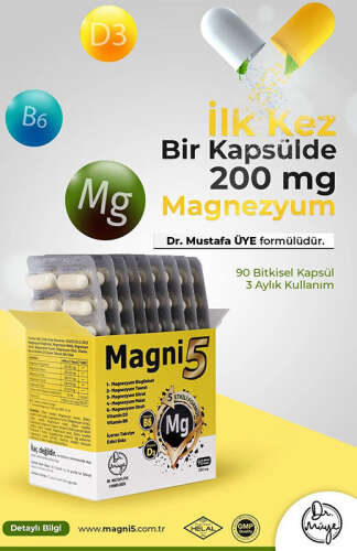 Magni5 Magnezyum Vitamin D3 B6 İçeren Takviye Edici Gıda 4x90 Kapsül - 3