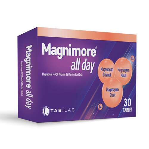 Magnimore All Day Magnezyum ve P5P (Vitamin B6) Takviye Edici Gıda 30 Tablet - 1