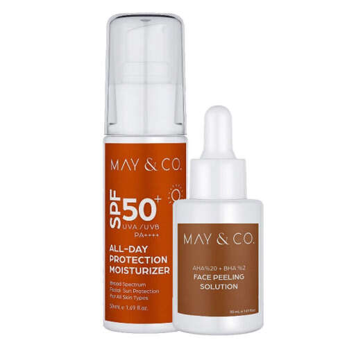 May Co Cilt tonu eşitleyici Peeling Serum + SPF 50 Güneş Koruyucu Bakım Seti - 1