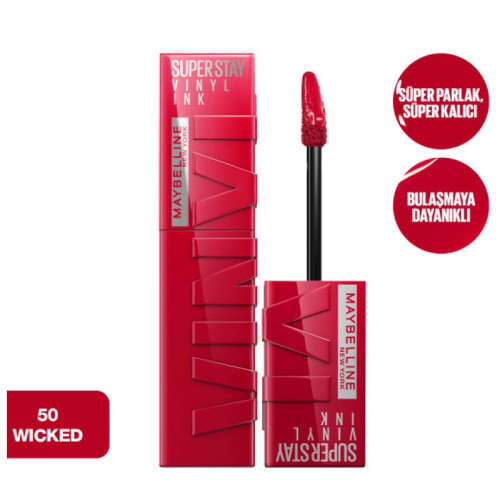 Maybelline New York Super Stay Vinyl Ink Likit Parlak Ruj - 50 Wicked - 3