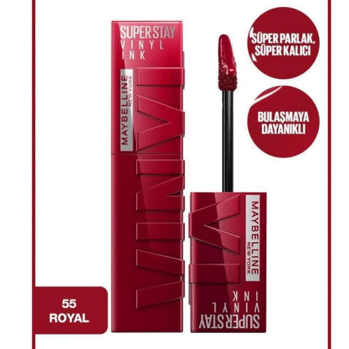 Maybelline New York Super Stay Vinyl Ink Likit Parlak Ruj - 55 Royal - 3