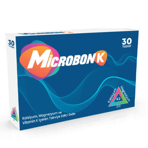 Microbon K Kalsiyum - Magnezyum ve Vitamin K İçeren Takviye Edici Gıda 30 Tablet - 1