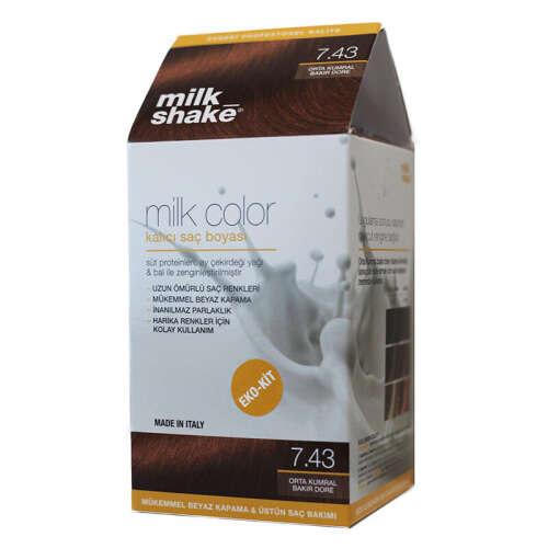 Milk Shake Milk Color Kalıcı Saç Boyası 7.43 - Orta Kumral Bakır Dore - EKO KİT - 1