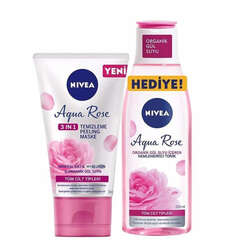 Nivea Aqua Rose Temizleme Peeling Maske 150 ml + Nemlendirici Tonik 200 ml HEDİYE