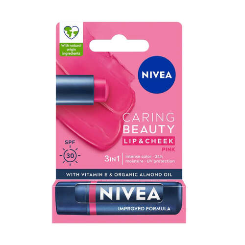 Nivea Caring Beauty Pembe SPF30 Dudak Bakım Kremi 4.8 gr - 1