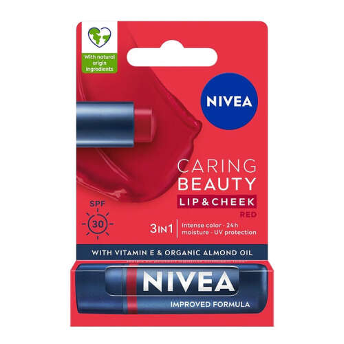 Nivea Caring Beauty Spf30 Renkli Dudak Kremi ve Yanak Balmı Red 4.8 gr - 1