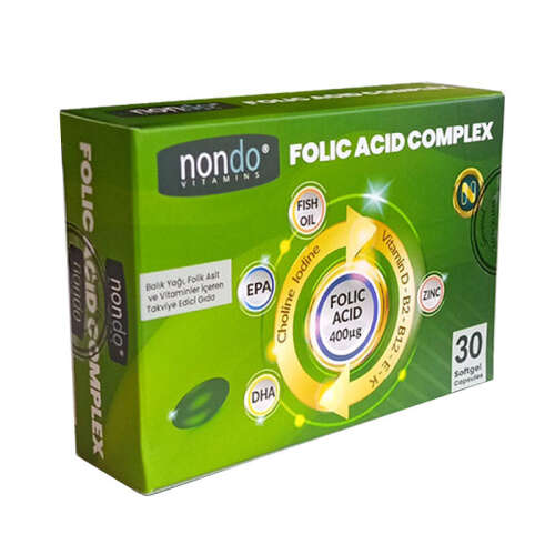 Nondo Vitamins Folic Acid Complex 30 Softjel Kapsül - 1