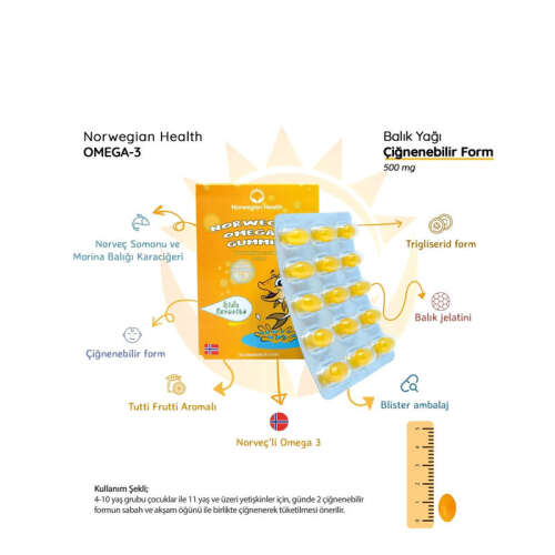 Norwegian Health Omega 3 Gummies Takviye Edici Gıda 2x30 Jel Form - 5