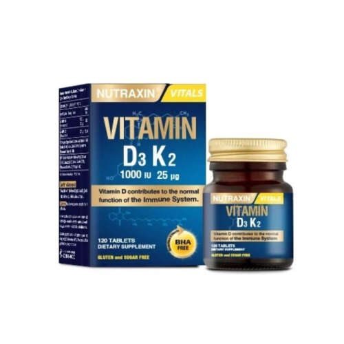 Nutraxin Vitamin D3 K2 Vitamini İçeren Takviye Edici Gıda 120 Tablet - 1