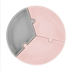 OiOi Silikon Puzzle Mama Tabağı 6Ay+ Pink Grey