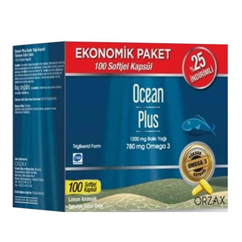 Orzax Ocean Plus Limon Aromalı Takviye Edici 100 Kapsül | Ekonomik Paket - 1