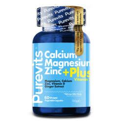 Purevits Calcium Magnesium Zinc+ Plus Vitamin D Takviye Edici Gıda 60 Kapsül - 1