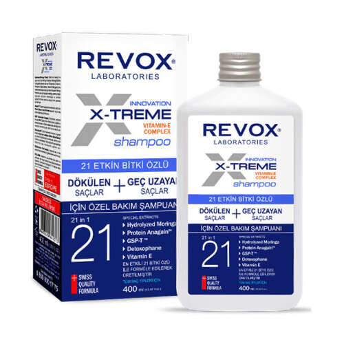 Revox X-Treme Dökülen Saçlar İçin 21 Etkin Bitki Özlü Şampuan 400 ml - 1